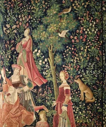 La Vie Seigneuriale：若い女性とキツネ、1500年頃