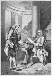 La demission de Turgot 1776 - フランス王ルイ16世（1754-1793）とアンヌ・ロベール・ジャック・トゥルゴー（1727-1781） - トゥルゴーの解雇 - フランソワ・ギゾー作「L