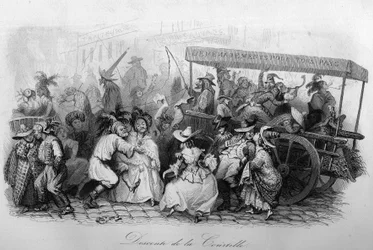La descente de la courtille（Marc-Antoine Madeleine Desaugiersの "Le carnival "の歌） in "- CHANS et CHANS POPULES DE LA FRANCE - 1843 - H.- L. DELLOYE, publisher, LIBRAIRIE DE GARNIER.