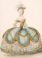 王室のためのドレスを着ている女性、デザインattr。 Anvorious、パブへ。 1796年4月