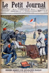 フランスの探検家Viscount Pierre Marie Robert Du Bourg de Bozas (1871-1903)の熱帯アフリカのBourg de Bozaでの最後の瞬間 "Le Petit Journal" february 22