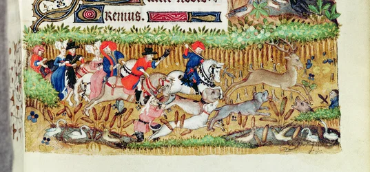 緯度1156 B f.163 11月;鹿狩り、マルグリットドルレアンの時間、1426-38