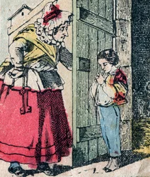 Le Pere Fouettard（フランス語で「鞭打ちの父」の意）は、いたずらっ子を懲らしめる伝説的な民話の人物で、その妻であるLa Mere Fouettard（鞭打ちの母）は、後悔した子供たちを治めていた - Epinalの写真