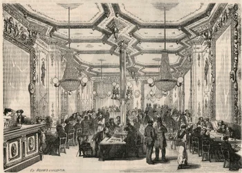 19世紀のパリのカフェ・ピエロン - Edmond Texier 1852年の "Tableau-de-Paris "に掲載された版画。