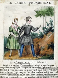 ルコンの代名動詞について。La grammaire en images", リーフレット・アルバム, 1850年頃に収録。