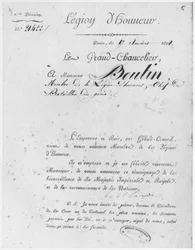 1808年1月17日、ジュニーブタン大佐に与えられた名誉軍団