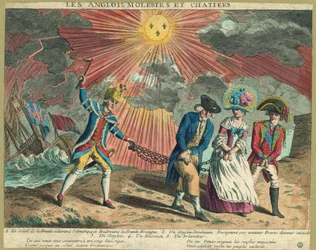 The English Molestes and Chatiees、パブ。 1779年（手彩色彫刻）