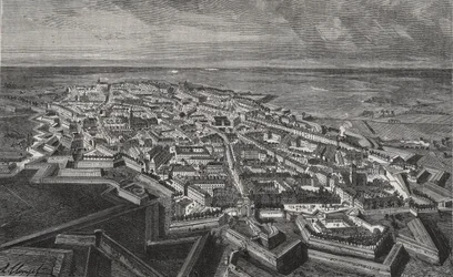 北フランスのリール市-V.A.マルト・ブラウンの「La France illustree: geographie, histoire, administration statistique」に掲載された彫刻。1884