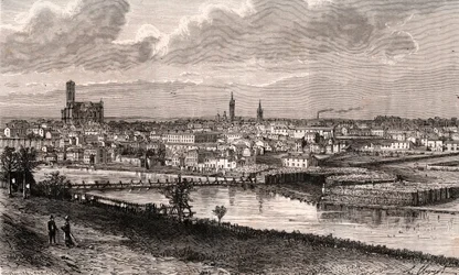 リモージュ-オート・ヴィエンヌ-V.A.マルト・ブラウン著「La France illustree: Geography, history, statistical administration」に掲載された彫刻。1884