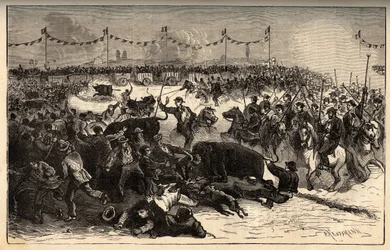 家畜の焼印 - La ferrade en Camargue (Marquarge au fer rouge du betail) - "PATRIE "の刻印 - DESCRIPTION PECTUREQUIREQUE DE LA FRANCE EN 6 VOLUES BY LUCIEN HUARD - 19世紀後半