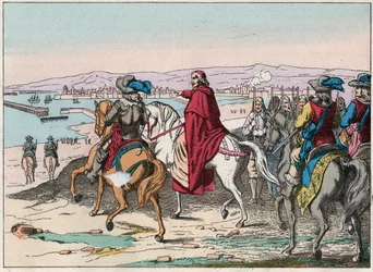 1628年10月、ラ・ロシェルのプロテスタントの武具置き場でのルイ13世（1601-1643）とリシュリュー枢機卿 - 1628年10月、ラ・ロシェルの包囲戦でのリシュリュー枢機卿とルイ13世（1602-43） - 19世紀末のエングレーヴィング