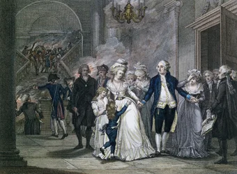 ルイ16世（1754-93）家族に別れを告げる、1793年1月20日、Reinier Vinkeles（1741-1816）とDaniel Vrydag（1765-1822）によって彫刻