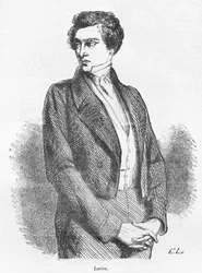 Lucien de Rubempre、オノレドバルザックの「Les Illusions perdues」のイラスト、Michel Levy Freres、1867年版（彫刻）（bw写真）