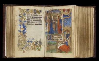 MS 39-1950 f.60v-61r The Visitation（羊皮紙に金、銀、カラーインク）