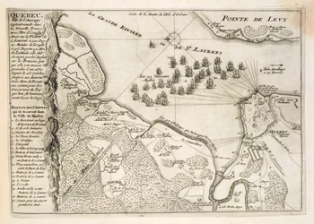 イギリス艦隊によるケベック包囲戦の地図、1670年