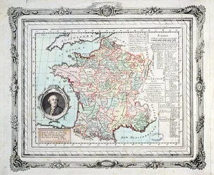 1789年にカルトドネッカーとして知られるフランスの地域と地区の地図