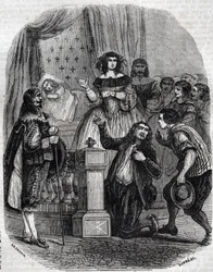 ベッドで眠るマリー・ド・メディチ（1573-1642）フランス王妃、息子のための摂政 - マリー・ド・メディチ、フランス王アンリ4世の2番目の妻、ブルボン家の出身、息子のための摂政、息子のルイ13世を見せる摂政