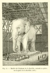 1830年にバスティーユ広場で漆喰で実行されたバスティーユ象のモデル
