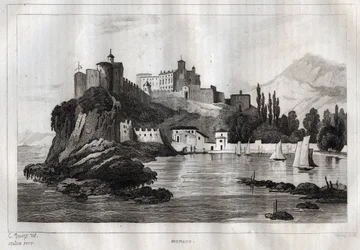 モナコ - M. de Norvins, Ch. Nodier 1834-1836による "Italy Picturesque" - History and Descriptive Painting of Italyからのエングレーヴィング。