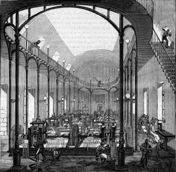貨幣製造：圧延と切断。1860年1月21日発行『ル・モンド・イリュストレ』第145号の版画。