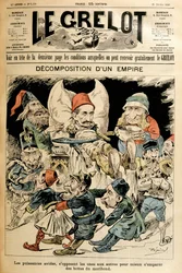 森閑としたトルコと、彼のブーツをめぐって争う外国勢力。表紙は「Le Grelot」1897年2月21日号。
