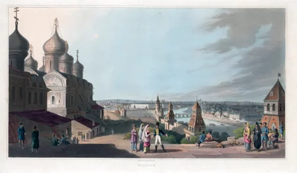 モスクワ。 匿名の作品、リトグラフと水彩