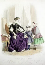 母と子-「ザ・ファッション・モニター」掲載、19世紀半ば