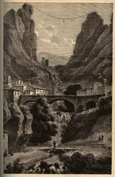 Moustiers-Sainte-Marie (Moustiers Sainte Marie) - Alpes-de-Haute-Provence - engraving in "PATRIE" - DESCRIPTION PIQUE DE LA FRANCE EN 6 VOLUES BY LUCIEN HUARD - 19世紀末