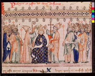 Ms.1469 f.1フィリップIIIルアルディの奉献（1245-85）フランス国王、1375-79年