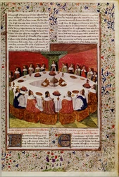 Ms.Fr. 112 f.5聖杯の御出現、聖グラール教会、1470年頃