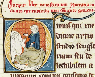 Ms 1003 fol.79患者を診断する医師、クラウディウスガレヌス作のOeuvres de Galienから（c.130-c.201）