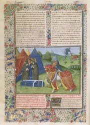 Ms 115 f.425v Lancelot Killing Sir Agravain (vellum)