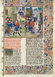 Ms 149 t.3 f.235バレンシエンヌの未成年者修道院の土台を構築するための、ジャックドギーズ作の高貴な貴族の修道院