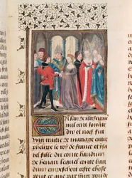 Ms. 149 t.3 fol.88フィリップ・オーギュストの結婚（1165-1223）フランス国王とボードーヌ伯の娘、イノーのイザベル