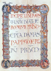 Ms 154 fol.3聖ヒエロニムスの手紙からの浮かぶ縁のあるテキストのページ