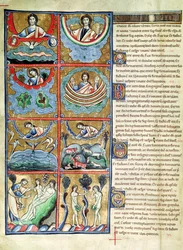Ms 1 f.4v Souvigny聖書の「世界の創造」