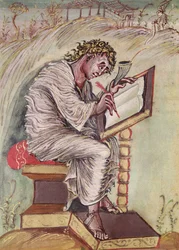Ms 1 fol.18v聖マタイ、エボ福音書、c.816-835