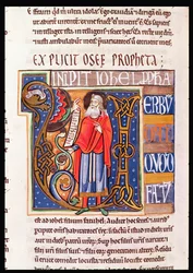 Ms 1 fol.193v Souvigny Bibleからのヒョルを描いた歴史的な最初のU