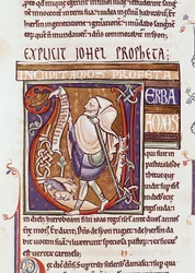 Ms 1 fol.194vスヴィニー聖書の、アモスを描いた歴史的な初期V