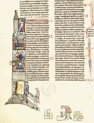 Ms 21 f.167vタワーの建設