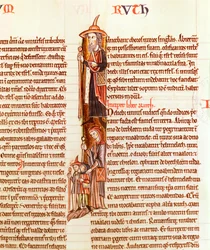 Ms 21 fol.97 Ruth and Boaz、聖書