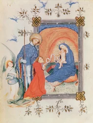 3024 fol.12v Ms Virgin and Child with a Kneeling Man and St. George、from a Book of Hours