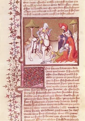 Ms 3479 fol.516そして、彼は瀕死の騎士から、Livre de Messire Lancelot du Lacから槍を引き出した