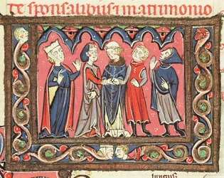 Ms 364 fol.166結婚、ヨハネス・アンドレーエの教皇宣教師の論評からのイラスト
