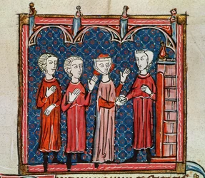 Ms 372 fol.6v 「グラティエンの断章」より司祭の姦淫と犯罪（ヴェラム）