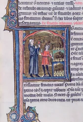 Ms 426 fol.135 Vincent de Beauvaisによるル・ミロワール・デ・ラ・ネイチャーから梨を保存する最良の方法を教える