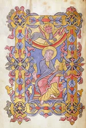 Ms 479 fol。53 St. Mark、Les Gospels de l&39;Abbaye de Cysoingから