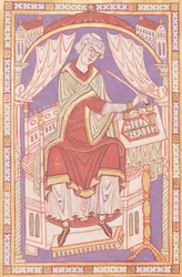 Ms 501 fol.5v Baudemond Writing、Vie et Miracles de Saint Amandから