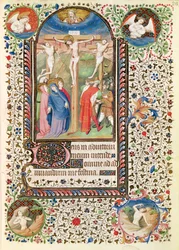 Ms 547 fol.26はりつけ、ポワチエの女性が使用した時間の書から