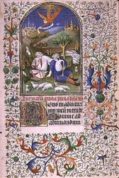 Ms 66 f.48r 二人の羊飼いに姿を見せる天使、アミアン（ベラム）